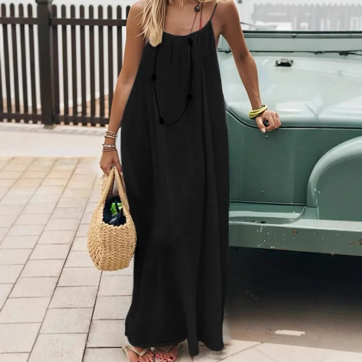 Women Sundress Summer Sexy Backless Loose Slip Beachwear Holiday Long Maxi Party Dresses WXFZ-5188