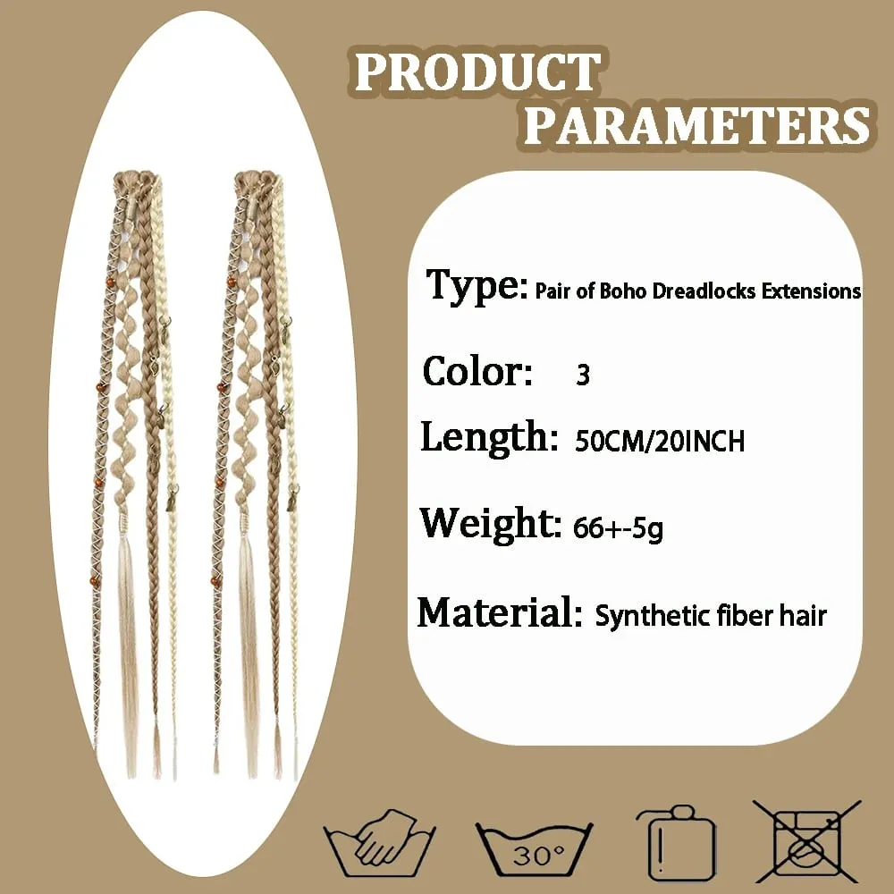 Bohemia Clip in Hair Extensions Fairy Hairpieces Synthetic Handmade Weaving Hair for Girls Party Halloween Christmas Festival