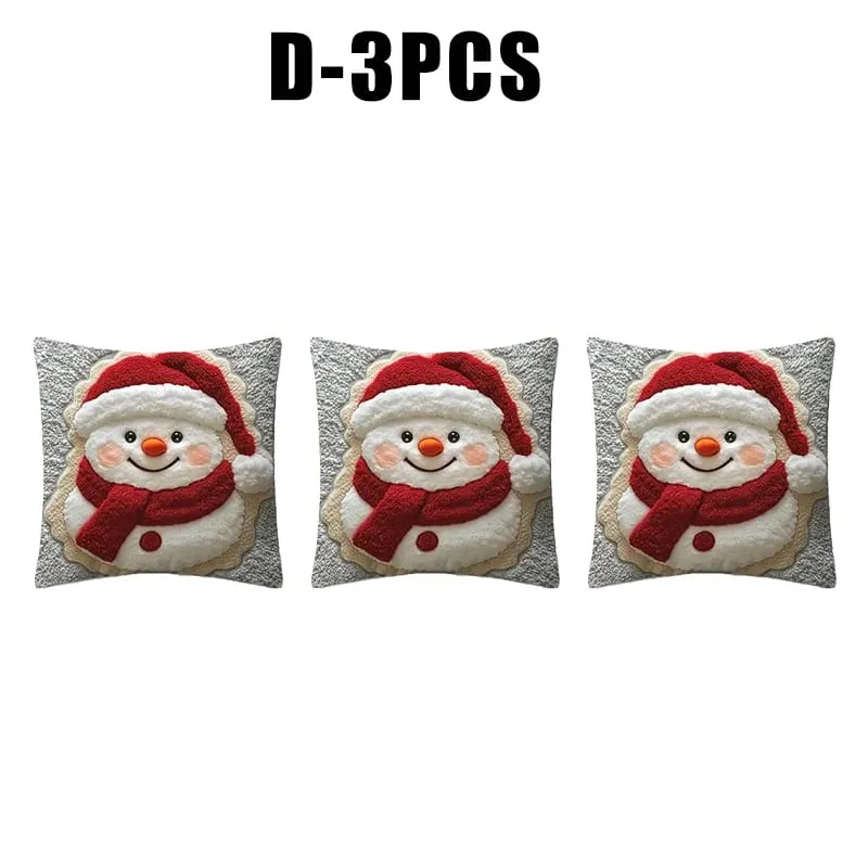 Christmas Character Cushion Cover Snowman Reindeer Digital Print on Stretch Fabric for Festive Home Decor