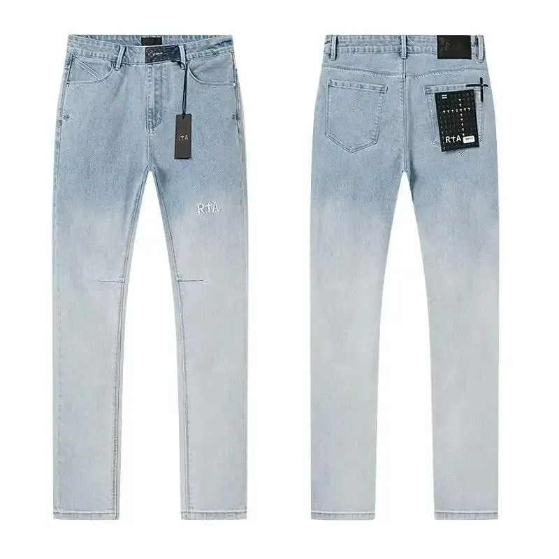 2026 RTA Men's Slim Fit Jeans Collection Distressed Ripped Paint Splatter Studded Patch Vintage Washed Streetwear Fashion Pants