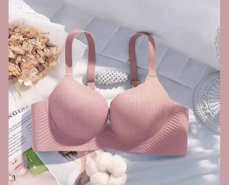 Luxury Thick Padded Wirefree Bra Set Women Seamless Solid Gathering Lingerie Comfort Push Up Support Designed for Smaller Bust