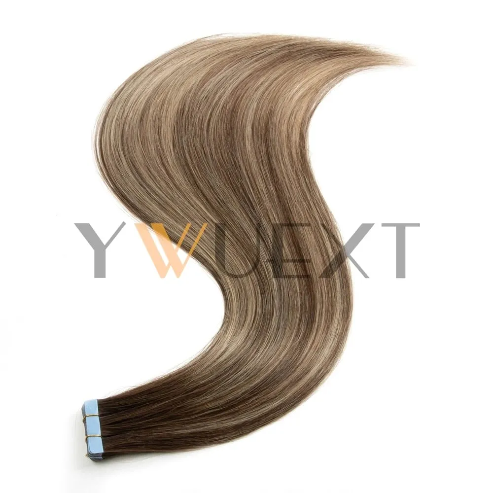 Real Human Hair Tape in Extensions 16'' 20'' Natural Straight High Light Seamless Tape Hair 20pcs On Double Sided Tape 30g/pack