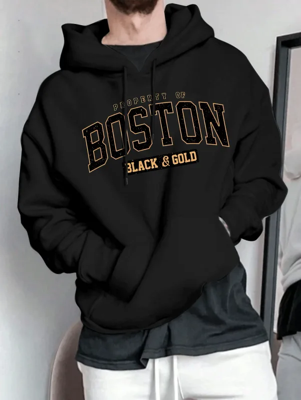 Men's hooded sweatshirt - American retro casual loose-fitting pullover shirt