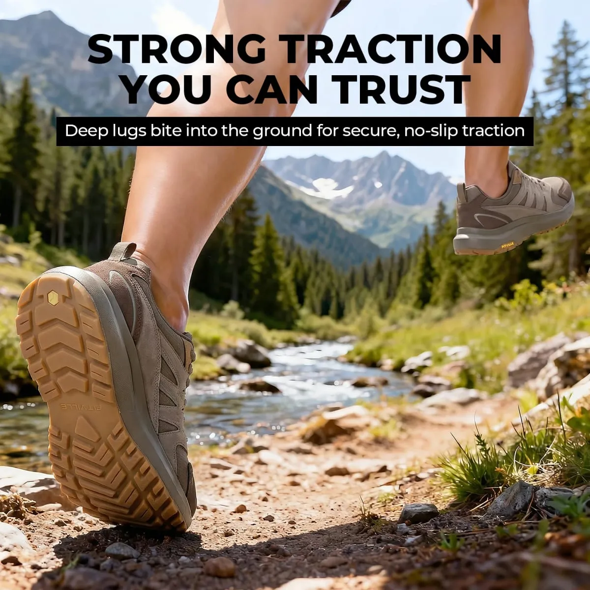 Fittington Men's Wide Hiking Shoes For Men Outdoor Walking Trekking Trails Shoes Non-slip Sports Sneakers With Arch Support