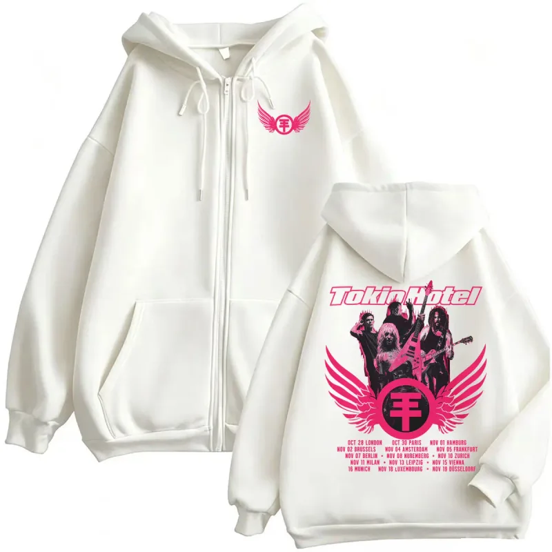Tokio Hotel Arena Tour 2026 Zipper Hoodies Men's Clothing Harajuku Sweatshirt Jacket Coats High Quality Bodywarmer Zip Up Hoodie