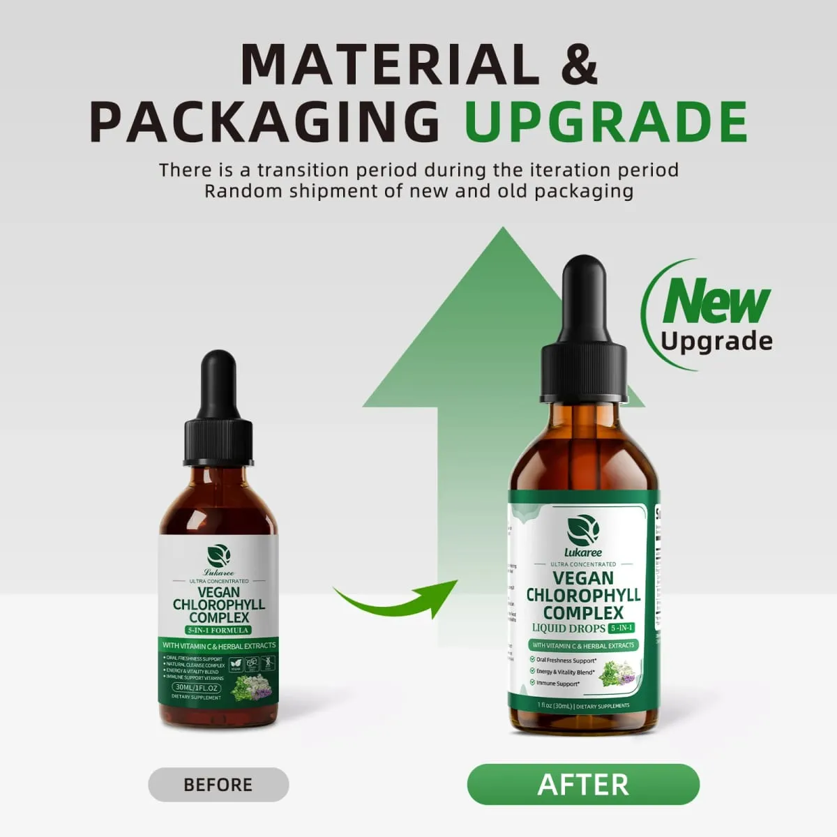 Lukaree Gotas líquidas de clorofila de 30 ml que favorecen la limpieza natural y el desodorante interno inmunológico Salud de la piel y el intestino Vegano sin azúcar