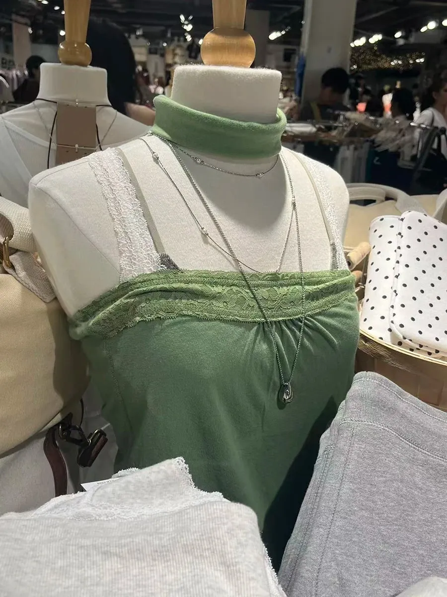 Lace Trim Strapless Tops Women Cotton Soft Slim White Sexy Sleeveless Camisole Sweet Cute Chic Tank Tops Y2K — image 25