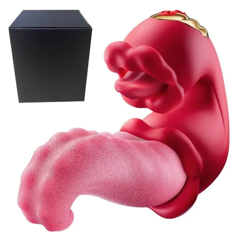 Automatic Big Tongue-like Licking‌ Vibrator Real Mouth Oral G-Spot Clitoral Sexual Toy Suction Long Tongue Sex Toy Box for Women