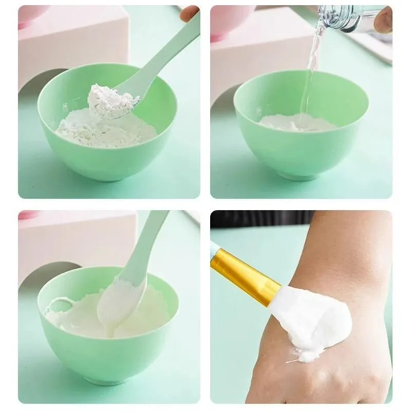 Face Mask Mixing Bowl Set 5pcs DIY Facemask Mixing Tool Kit Facial Mask Bowl Stick Spatula Silicone Soft Face Brushes Spoons
