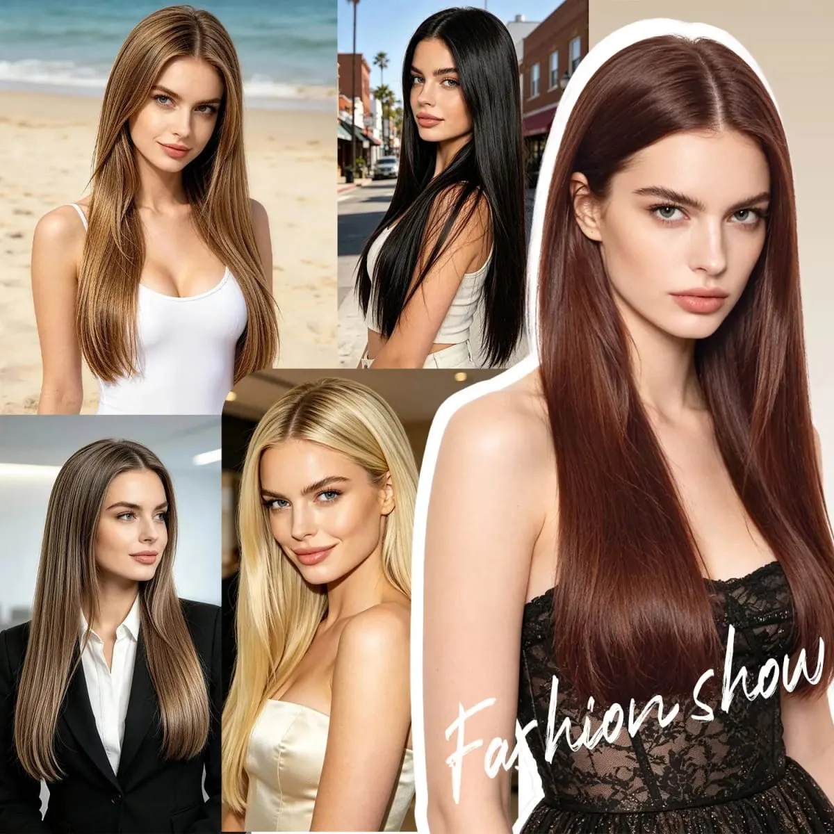 Synthetic 5 Clips in one piece hair extensions 22inch long straight clip in hair for women girls daily party holiday