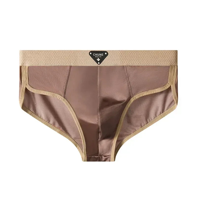 1/3PCS Men's Briefs Ice Silk Satin-like Briefs Men's Underpants Summer Breathable Quick Drying Panties Sexy U Pouch Underwear