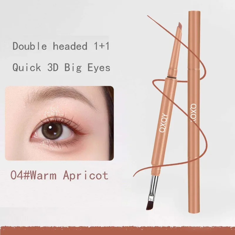 1 Pcs Double Head Easy To Color Gel Eyeliner Smooth and Waterproof Sweat Proof Dark Brown Lying Silkworm Outline Eyes Cosmetics