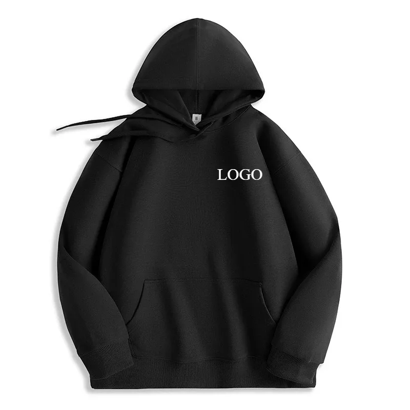 Customized Your Brand Logo DIY Design 600GSM Mens Hoodies High-quality Women Sweatshirt Solid Color Cotton Loose Streetwear