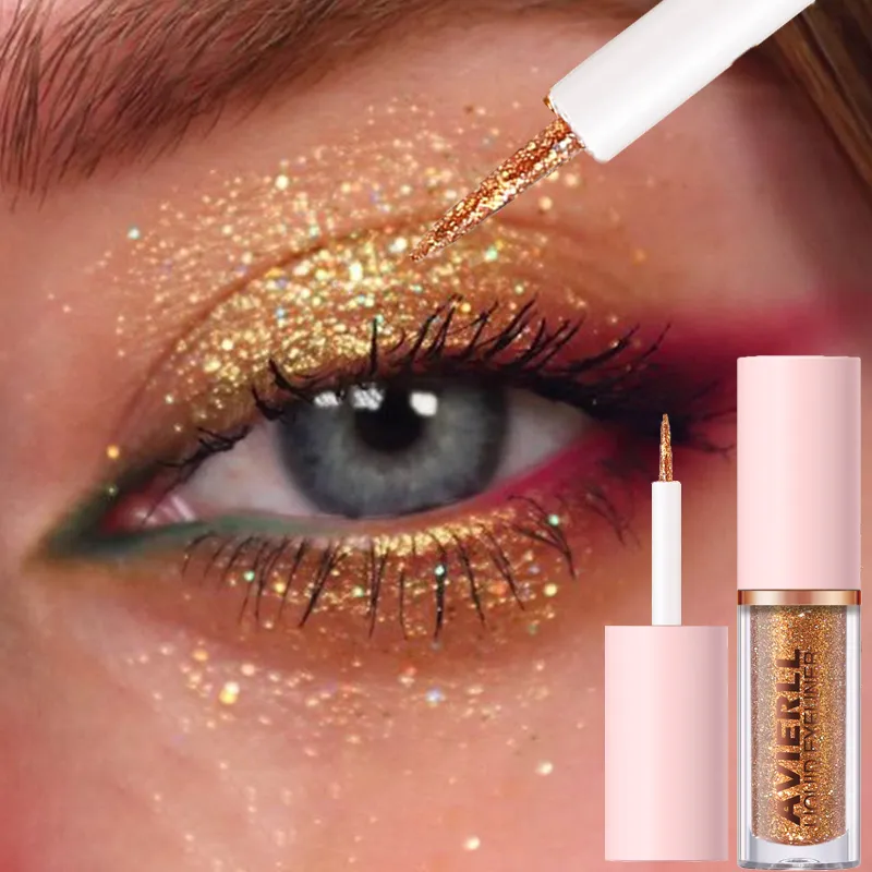 Waterproof Glitter Eyeliner Pen Eye Shadow Stick Long-Lasting Quickly Dry Diamond Shiny 10 Colors Liquid Eyeliner Big Eye Makeup