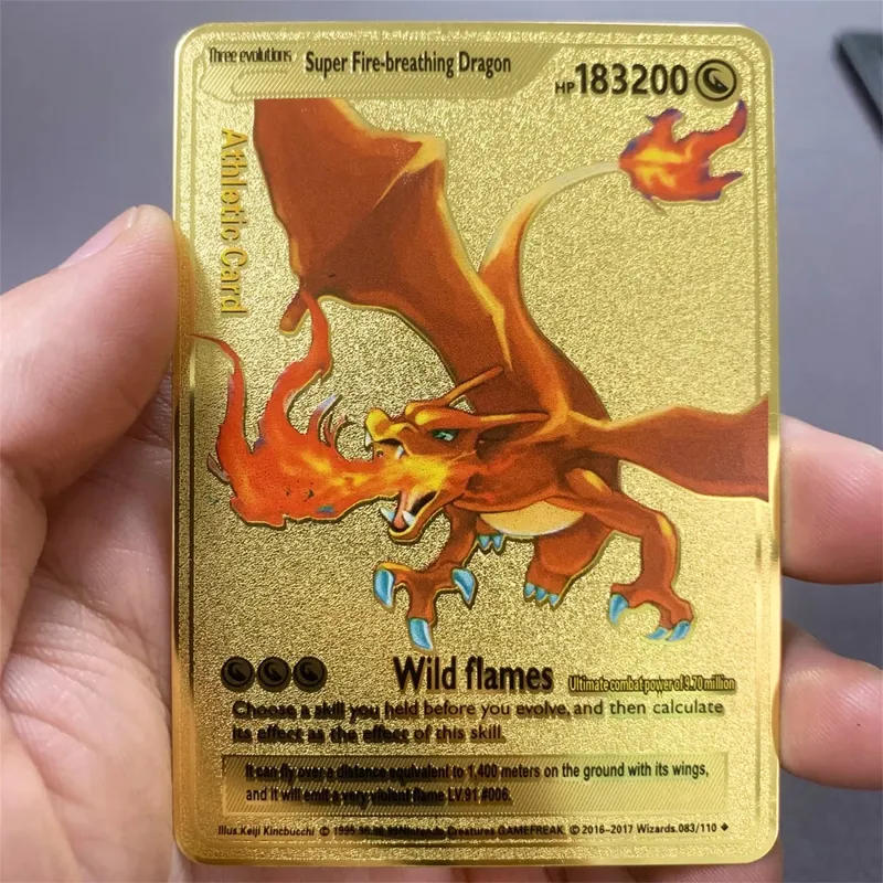 İngilizce Metal Pokemon Kartları DIY Arceus Mewtwo Charizard Pikachu Parlak Demir Pokémon GX Vmax EX Oyunu Çocuk Koleksiyonu Kart Oyuncak Hediye