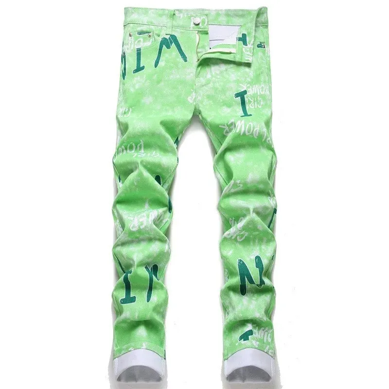 Kakan Slim Slim Fit Pie pequeño empalmado Bi-color Jeans europeos y americanos nuevos pantalones vaqueros de pierna recta K021-1266 para hombres