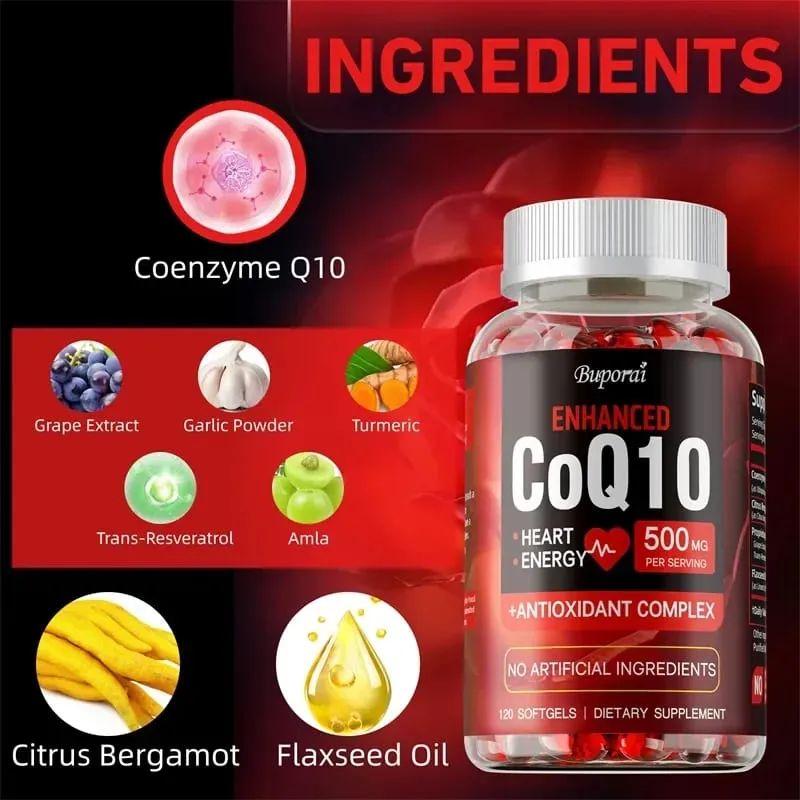 CoQ10 Supplement - Super Absorption Antioxidant Good for Heart Health and Energy Production Coenzyme Q10 Vitamin