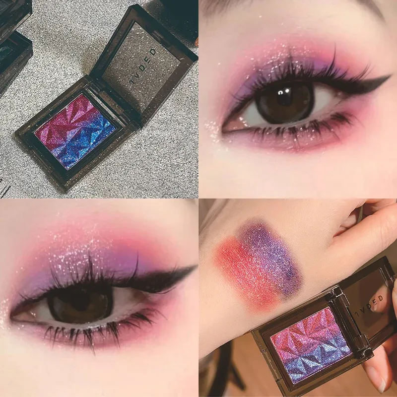 Metallic Gradient Eyeshadow Palette Silver Blue Punk Smoky Eye Shadow Högpigmenterad pressad lila Glitter Eyes Makeup Palett