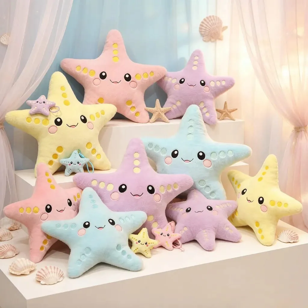 12/43cm Starfish Star Plush Pillow Stuffed Smiling Ocean Animal Colorful Cushion Sofa Chair Decor Present