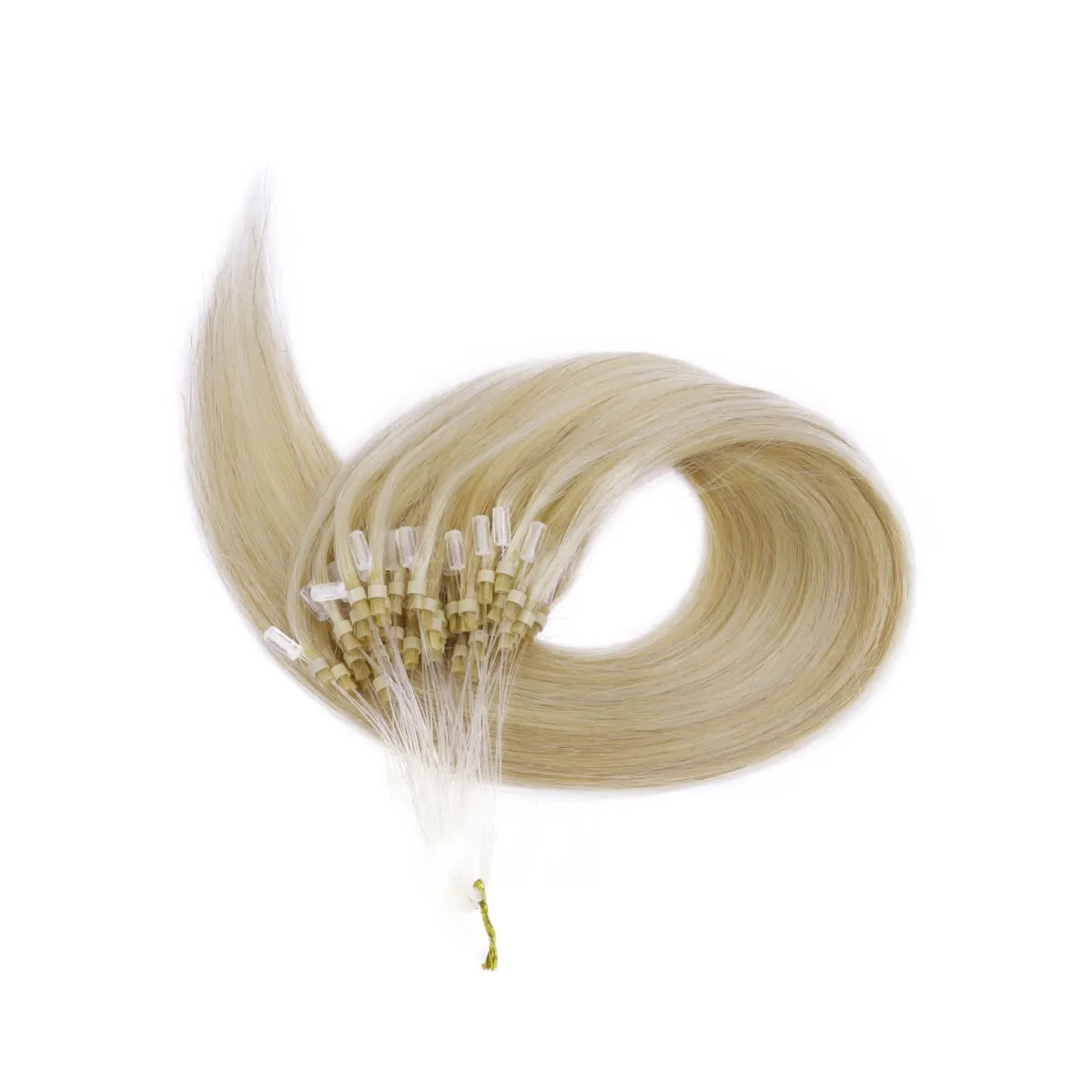 Micro Loop Human Hair Extensions - 50 Strands Thick Straight Clip-In Hair for Instant Volume & Length