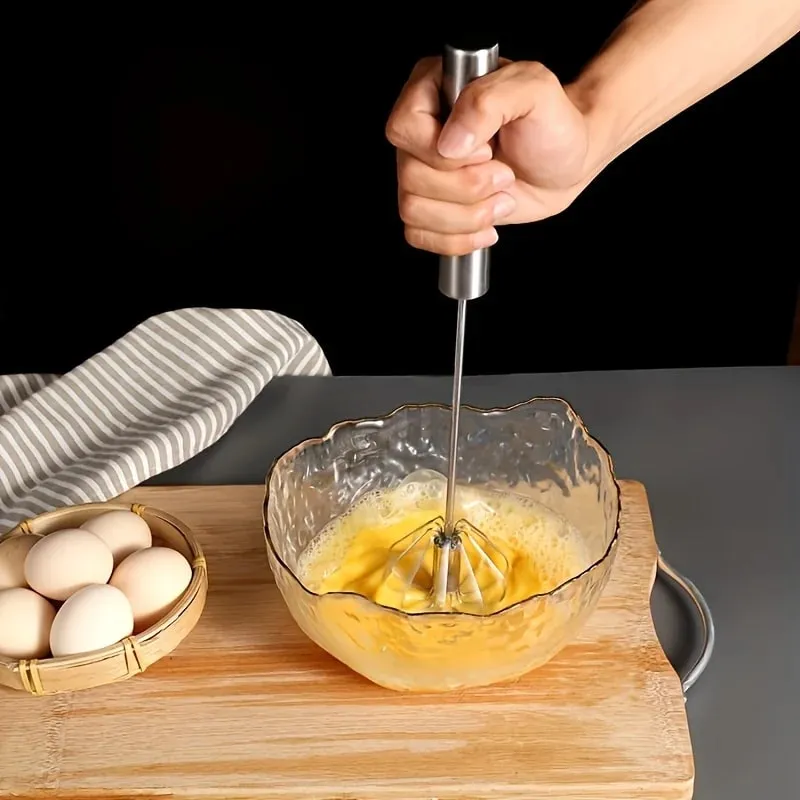Stainless Steel Egg Beater Durable Semi-Automatic Mixer for Effortless Egg Cream Mixing Stirring and Beating for Kitchen Baking