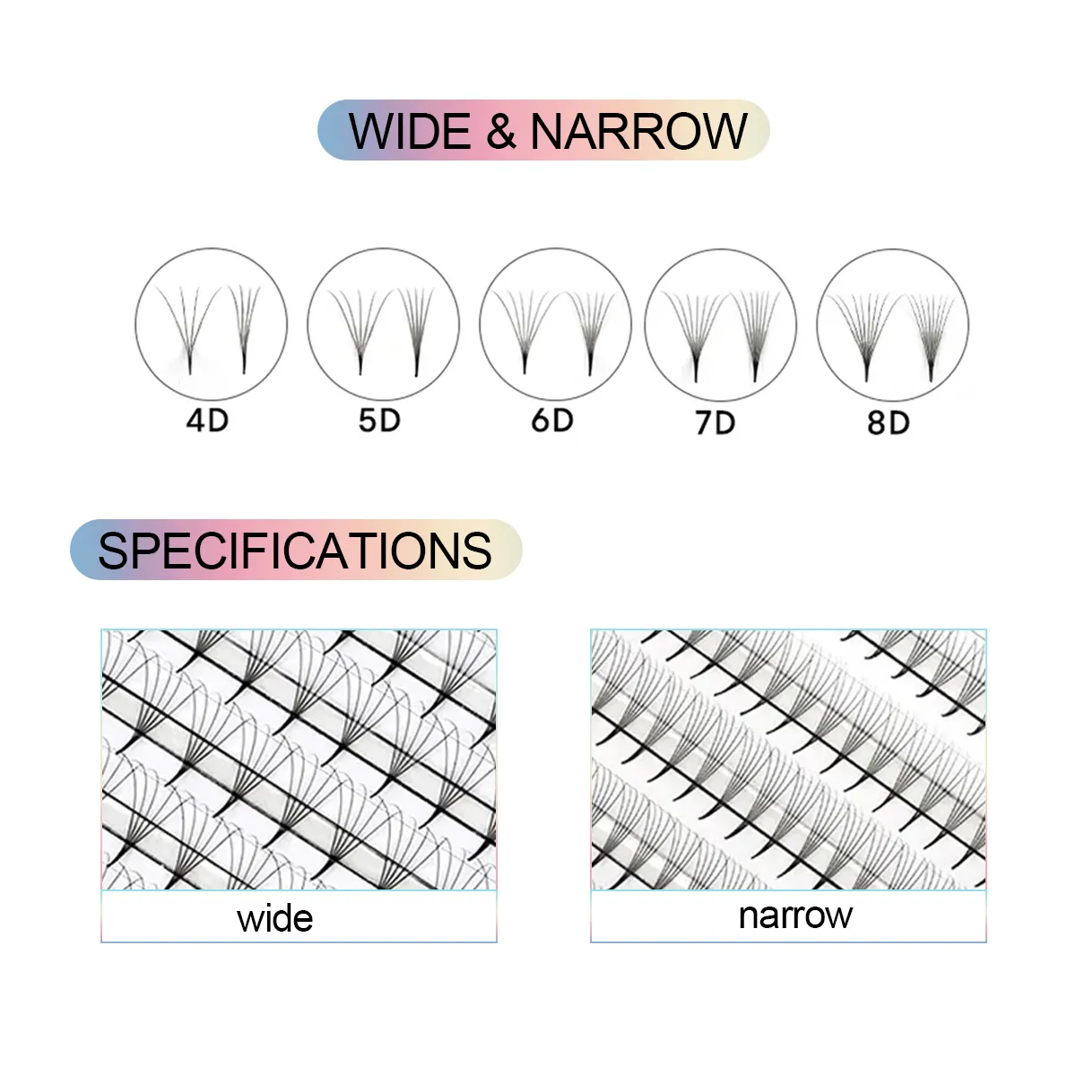 New Style Super Narrow Thin Pointy Base Premade Lash Fans 4D 5D 6D 7D 8D XL Tray PBT Russian Volume Lashes Extension Fans