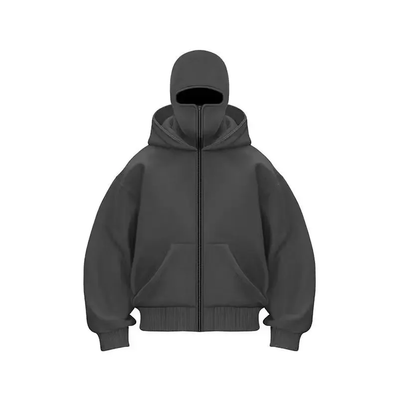 Men and Women Balaclava Y2K Gothic Harajuku Winter New Item Double Hooded Sweatshirt Men's Hooded Mask Zipper Sportswear
