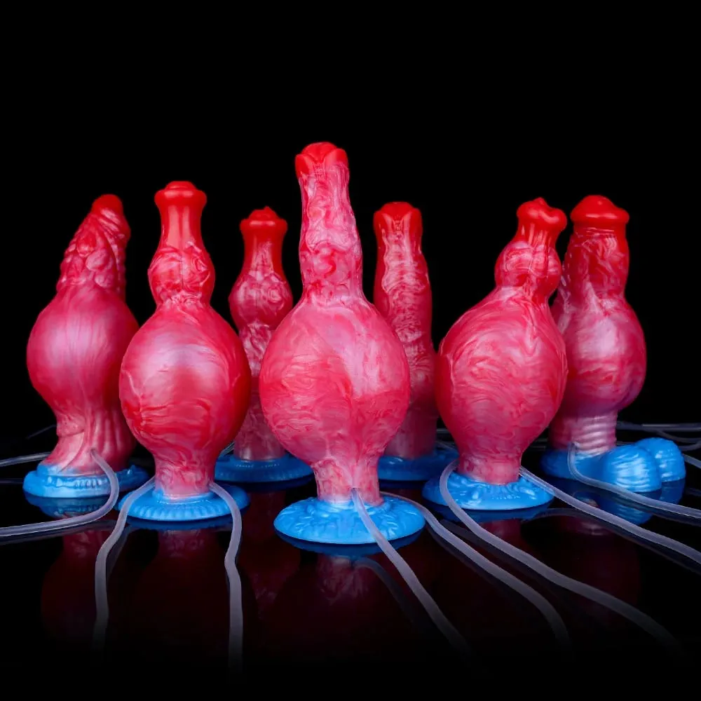 Silicone Inflatable Ejaculation Knot Dildo Adjustable Girth Squirting Fantasy Horse Penis Adult Sex Toys Anal Dilator