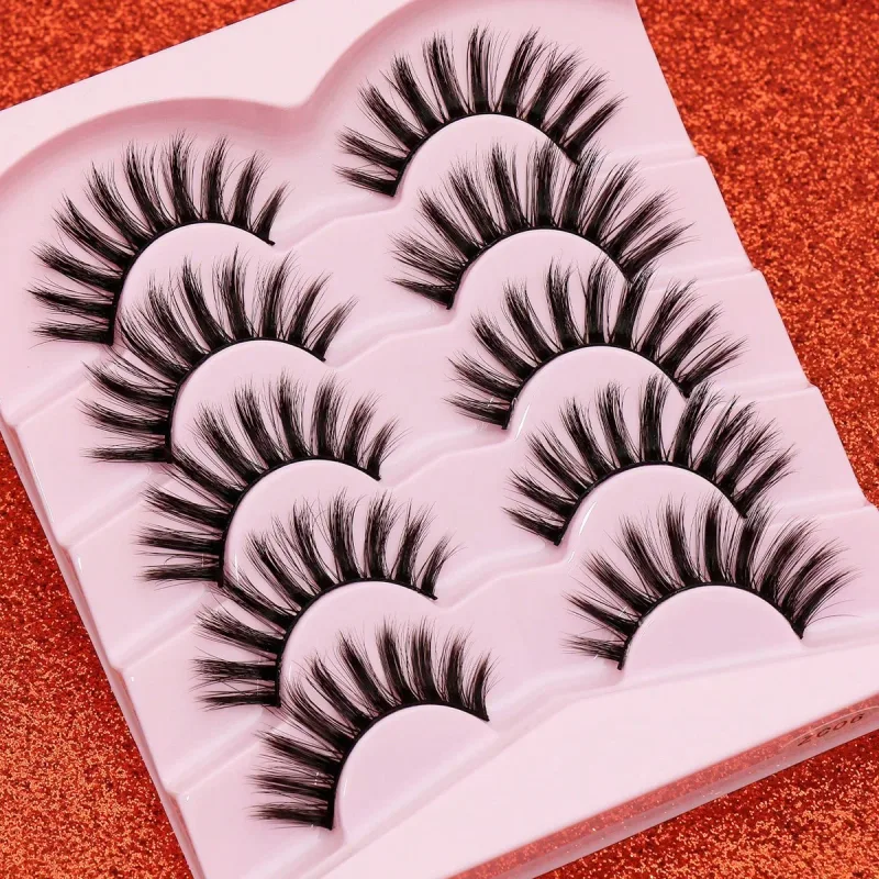 5 Ζεύγη βλεφαρίδων Cat Eye Faux Βλεφαρίδες Βιζόν Βλεφαρίδες με φτερωτό τέλος μακριές βλεφαρίδες Φυσικές μακριές βλεφαρίδες Manga Ψεύτικες βλεφαρίδες Μακιγιάζ