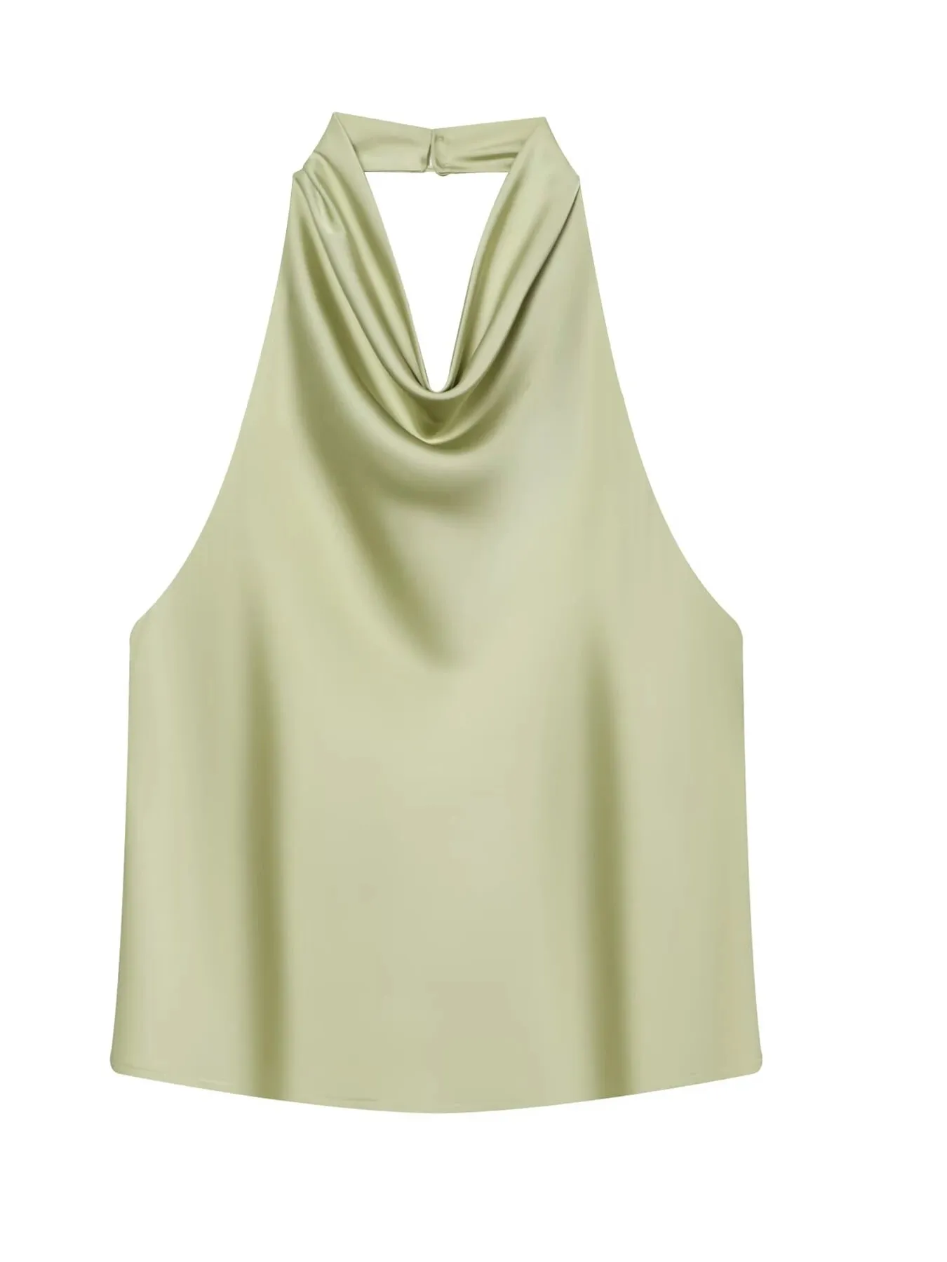 Women's Tanks Halter Top Women Sleeveless Green Crop Tops Summer Satin Party Evening Top Backless Sexy White Black Top