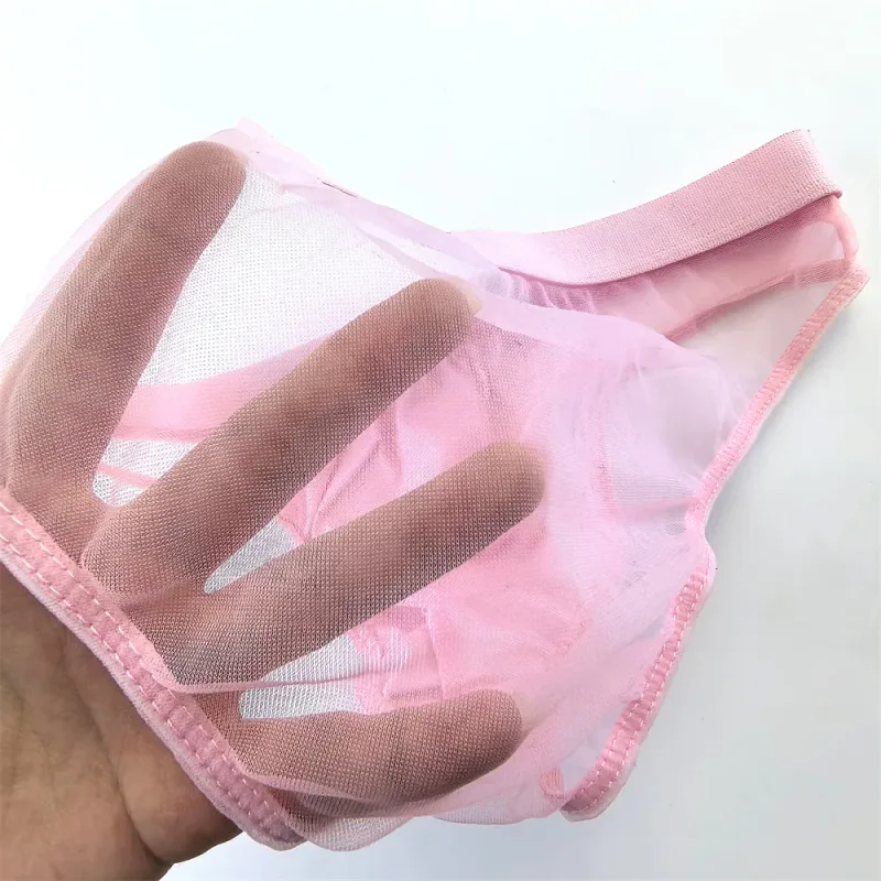 Sexy Glossy Satin Silk Man's Underwear Briefs Transparent Mesh Male Panties Breathable Quick Dry Underpants