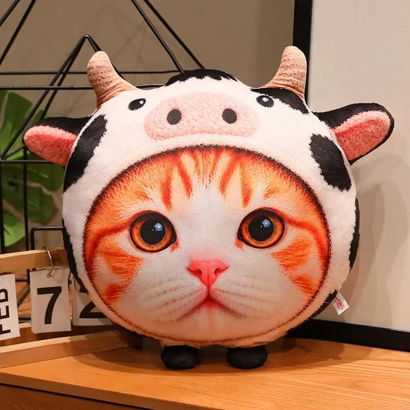 New 40cm Lifelike Animal Cat Plush Pillow 3D Printing Simulation Cat Plush Toy Stuffed Decor Gift Birthday Gifts Room Decoration