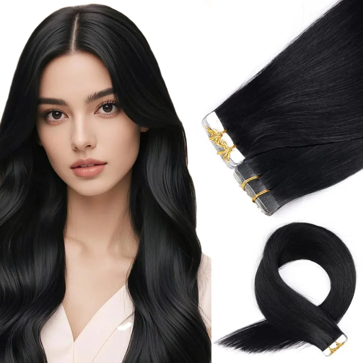 20 Pcs Real Human Hair Tape ins Extensions Straight Double Side Tape in Hair Extensions Highlight Tape in Remy Hair Extensions