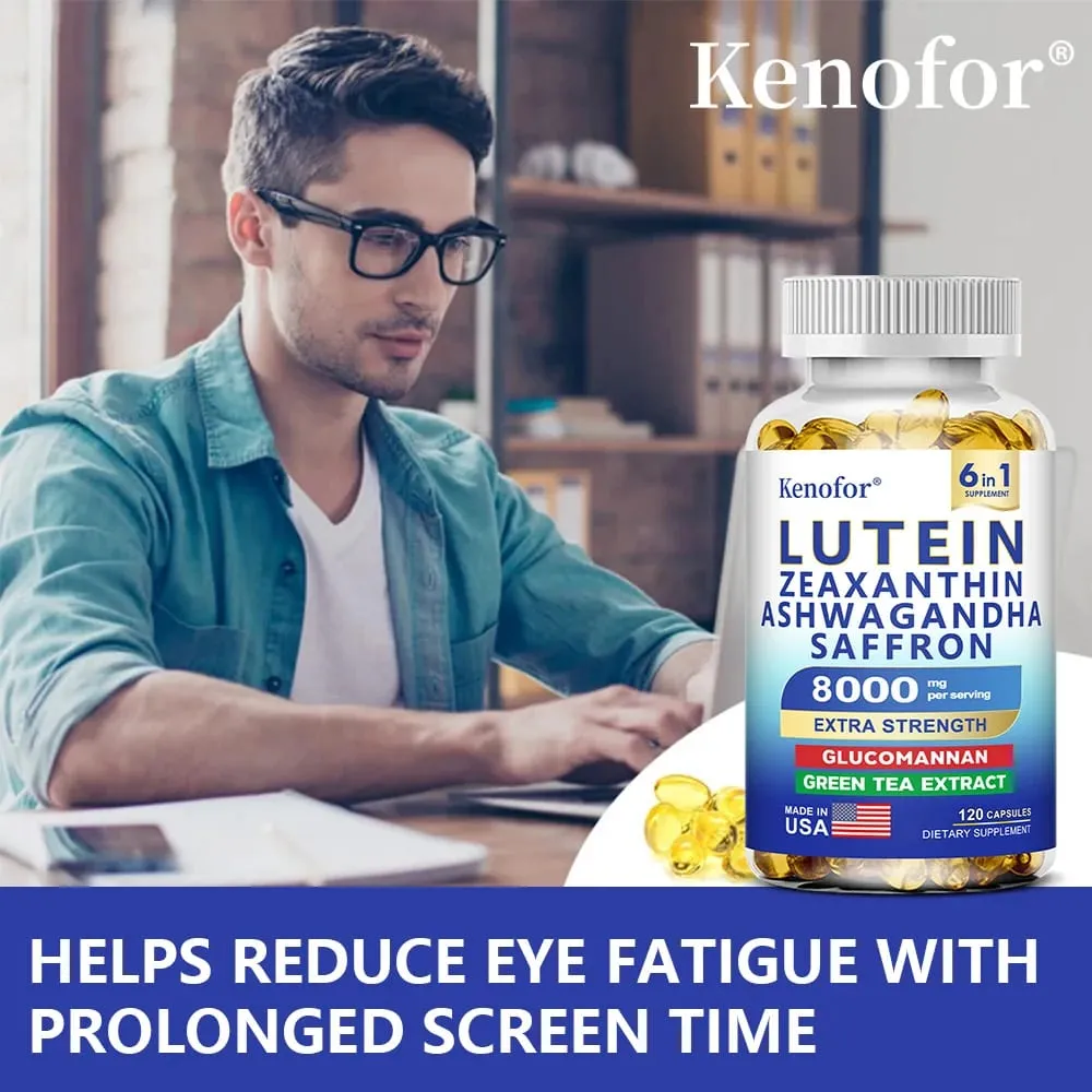 Lutein & Zeaxanthin Supplement 8000 Mg Eye Vitamins with Saffron for Adults Eye Health Supplement To Support Vision and Eyes