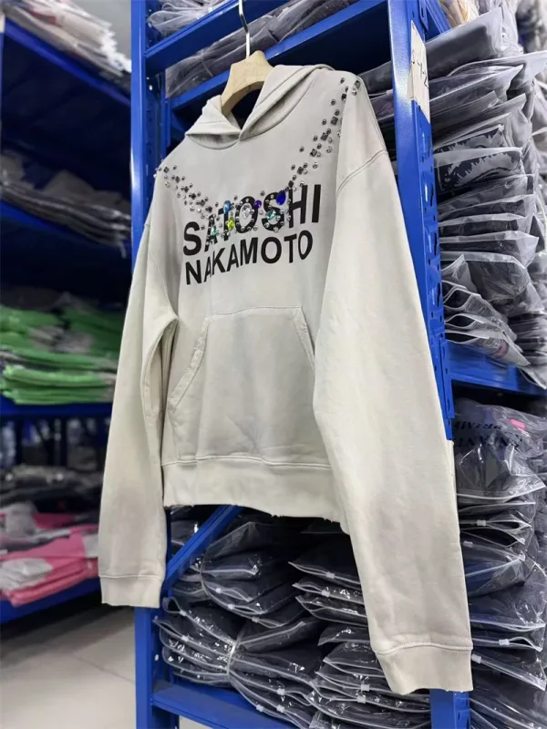 Autumn/Winter SN Necklace Letter Print Washed Vintage Hoodie High Street Casual Cotton Loose Sports Versatile Trendy Tops Men