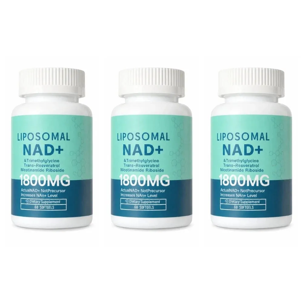 Liposomal NAD+ 1800mg Softgels Nicotinamide Riboside Trans-Resveratrol & TMG Energy Support Non-GMO Gluten-Free 60 Count
