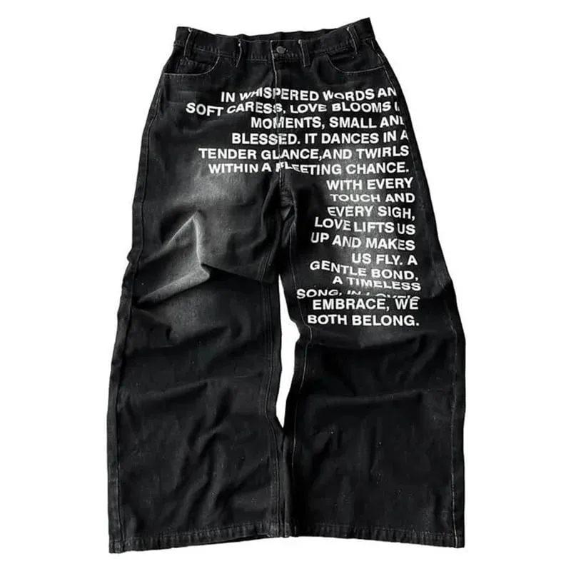 American Pattern Letter Jeans Y2K Men Jeans Vintage Streetwear Gothic Harajuku Hip Hop Men Women Fashion Casual Wide Leg Jeans