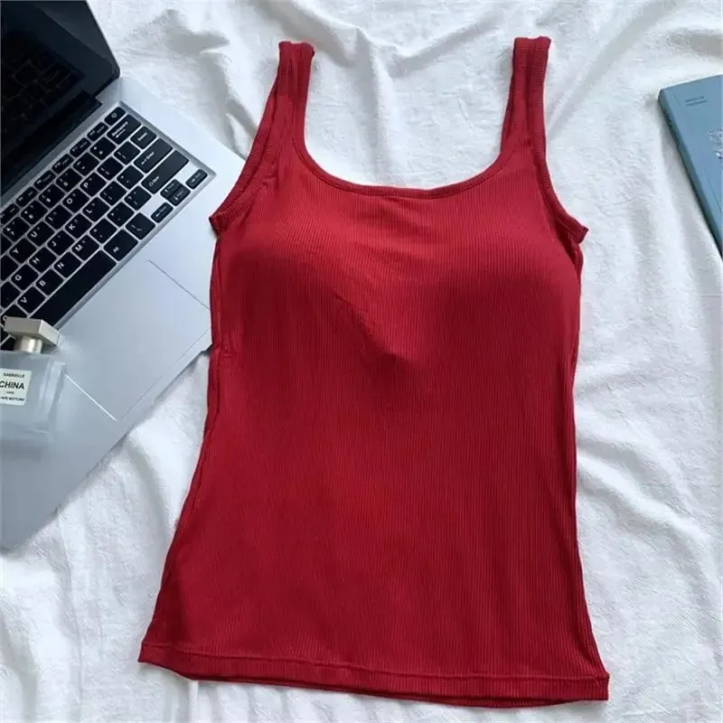 Red Bal Strap Vest Women's Tight Elastic ort Top with Chest Pad ort Wrap Chest irt Autumn Outdoor Wear Sports Top