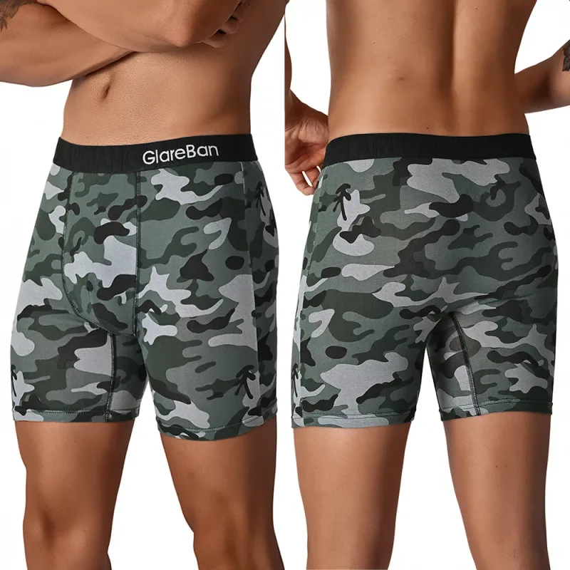 5pcs Set Mid-Long camo Cotton Brand Boxer Shorts for Men Underwear Breathable Male Underpants Briefs Boxershorts Slips Panties