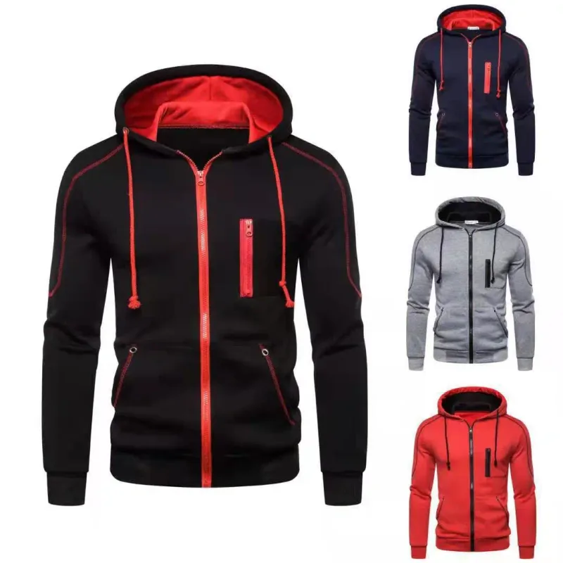Autumn Winter Men New Sweatshirts Long Sleeve Jacket Hoodie Zipper Closure Jacket Male Hoodies Sweatshirt Slim Fit Male Clothing — image 2