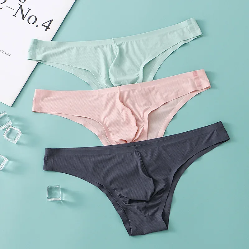 Seluar Dalam Lelaki Setengah Pinggul Segitiga Kecil Pinggang Rendah Lelaki Muda Seksi Sutera Ais Seluar Lancar Musim Panas Seluar Dalam Seluar Bernafas Ringan