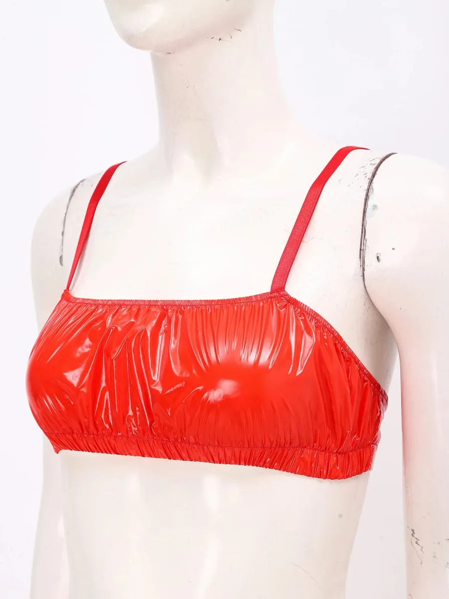 Conjunto de lencería impermeable brillante para mujer, Bikini, traje de baño, ropa de dormir, ropa de discoteca, sujetador sin almohadilla, Top con traje de baño, trajes de baño para playa y piscina