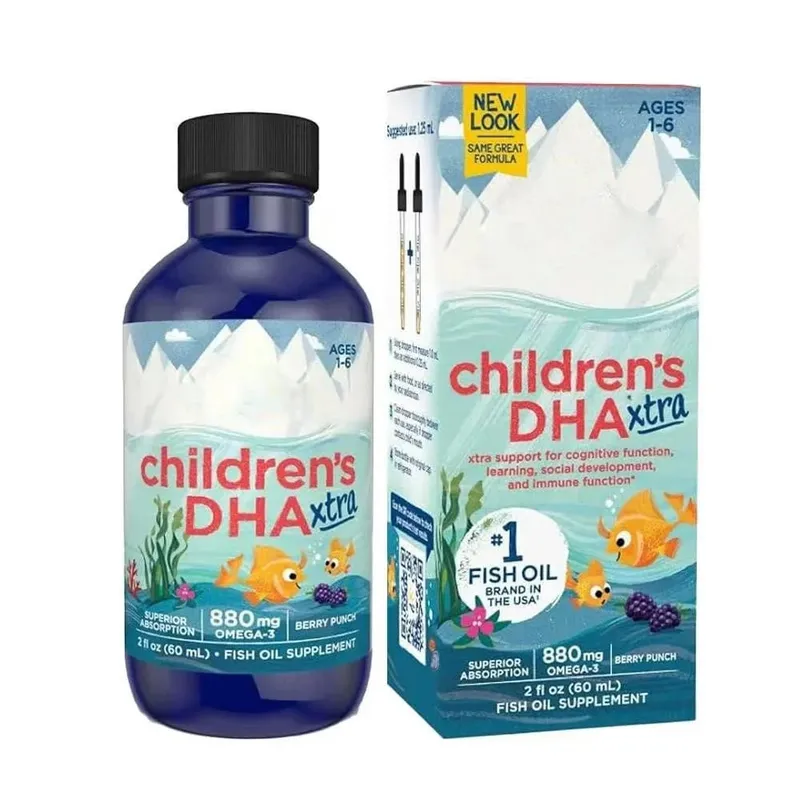 Kids DHA Omega 3 Fish Oil Liquid Berry Flavor Daily Nutrition Supplement Easy to Take Omega 3 Formula for Children 60ml