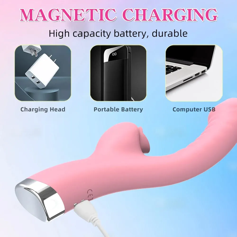 FairyKiss Dildo Vibrator för kvinnor 2-i-1 tungan slickar klitoris G-Spot Stimulator Vagina Massager Kvinnlig Sucker Vuxen Sexleksak