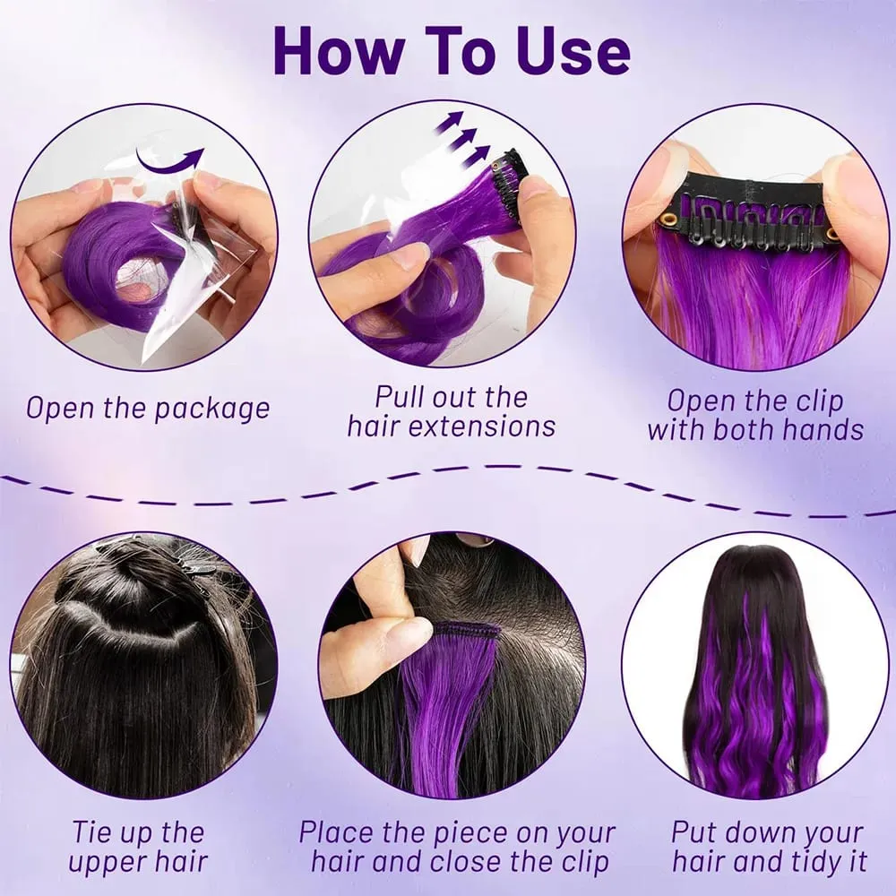 10 piece set of colored curly hair extensions clip style highlight hair patches single clip style one-piece women's dark hair