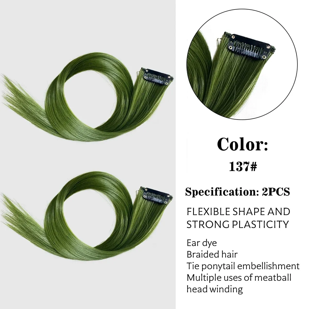 Synthetic Colored Clip In Hair Extensions Straight Highlight Hair Streaks Rainbow Hanging Hair Pieces Hairpiece For Women Party