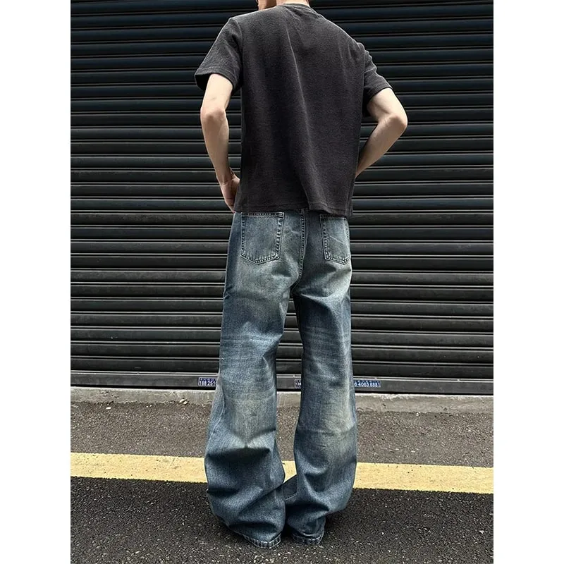 Herren-Jeans, Herrenhose, strapazierfähig, gewaschen, mit mehreren Taschen, Carpenter-Stil, gerade, lockere Denim-Hose, lässige Passform, High Street