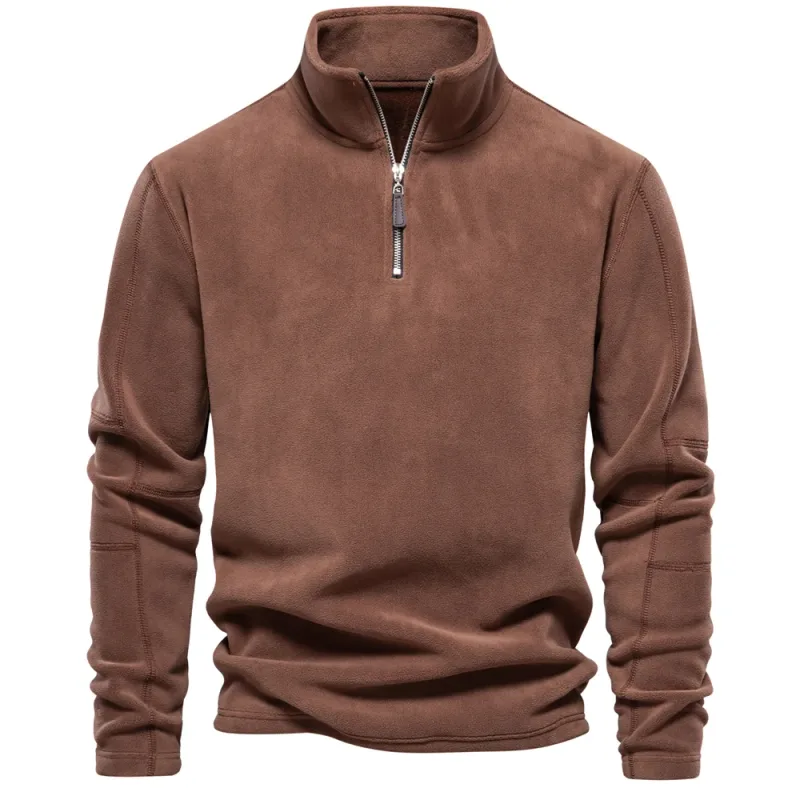Brand Quality Thicken Warm Fleece Jacket para sa Lalaki Zipper Neck Pullover Men's Sweatshirt Soft Shell Mens Jacket