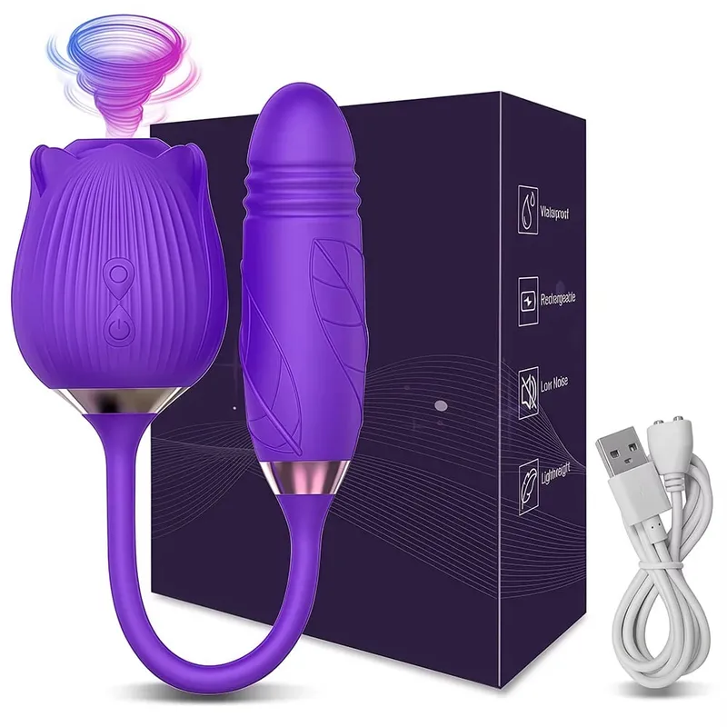 Rose Vibrator Toy for Women Clitoral Sucking Vibrator G-spot Thrusting Dildo Clit Nipple Sucker Vibrater Female Couple Sex Toys
