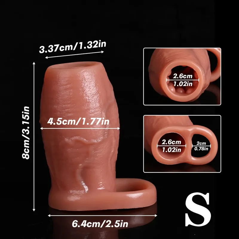 Dick Sleeve Enlargement Lock Sperm Dildo Penis Ring Adult Men Sex Toys Enlarged Thick Cock Sleeve Soft Silicone Male 18 Sexy Toy